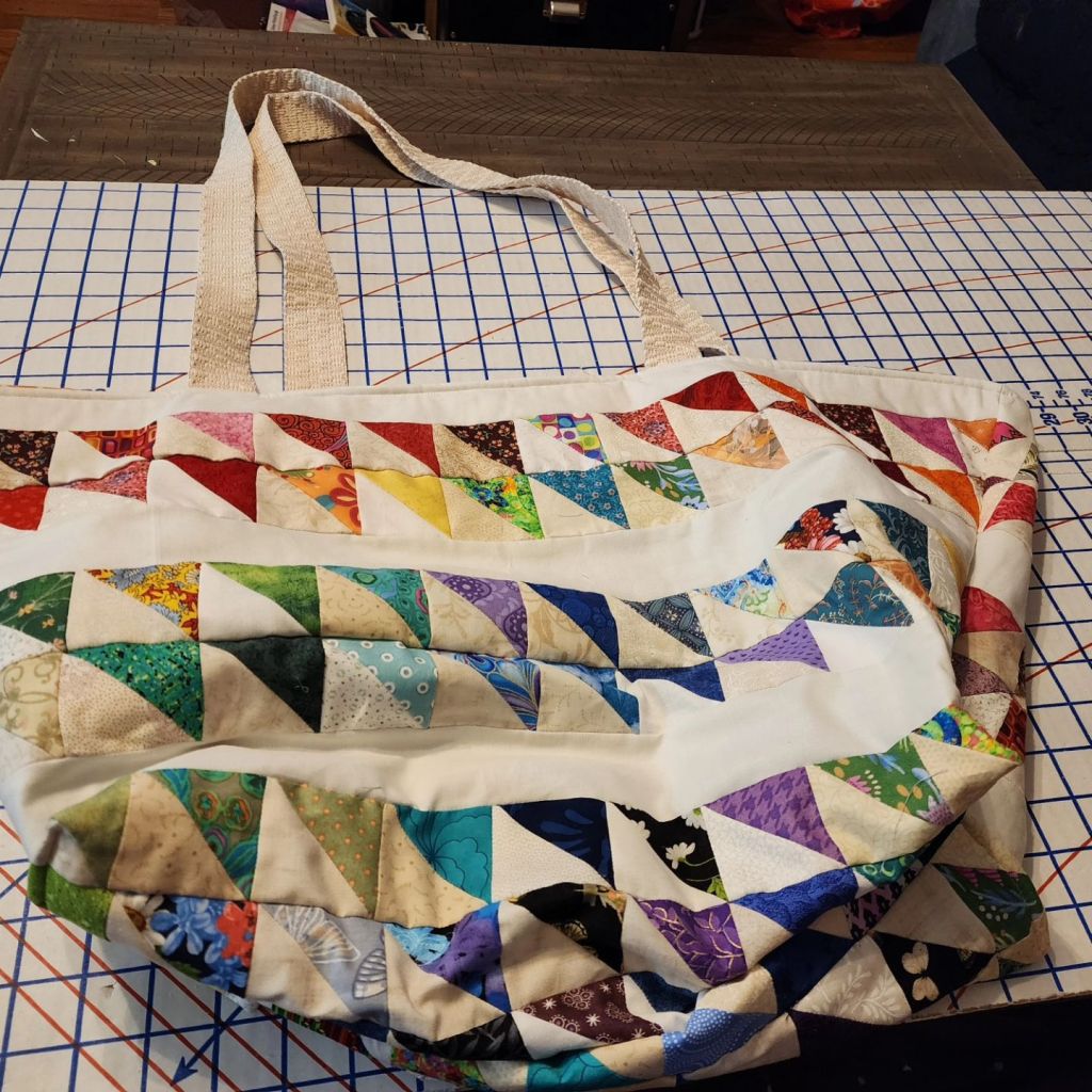 half square triangle bag
